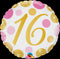 18" ROUND FOIL 16 PINK & GOLD DOTS